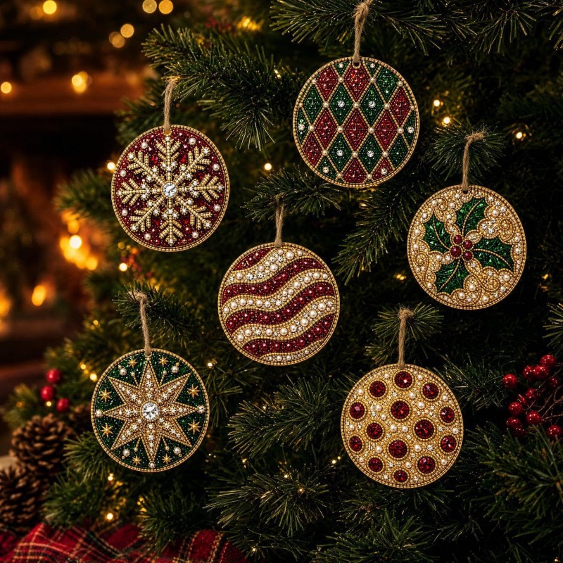 Magically Mailed DIY Diamond Painting Christmas Ornaments – 6PCS Set