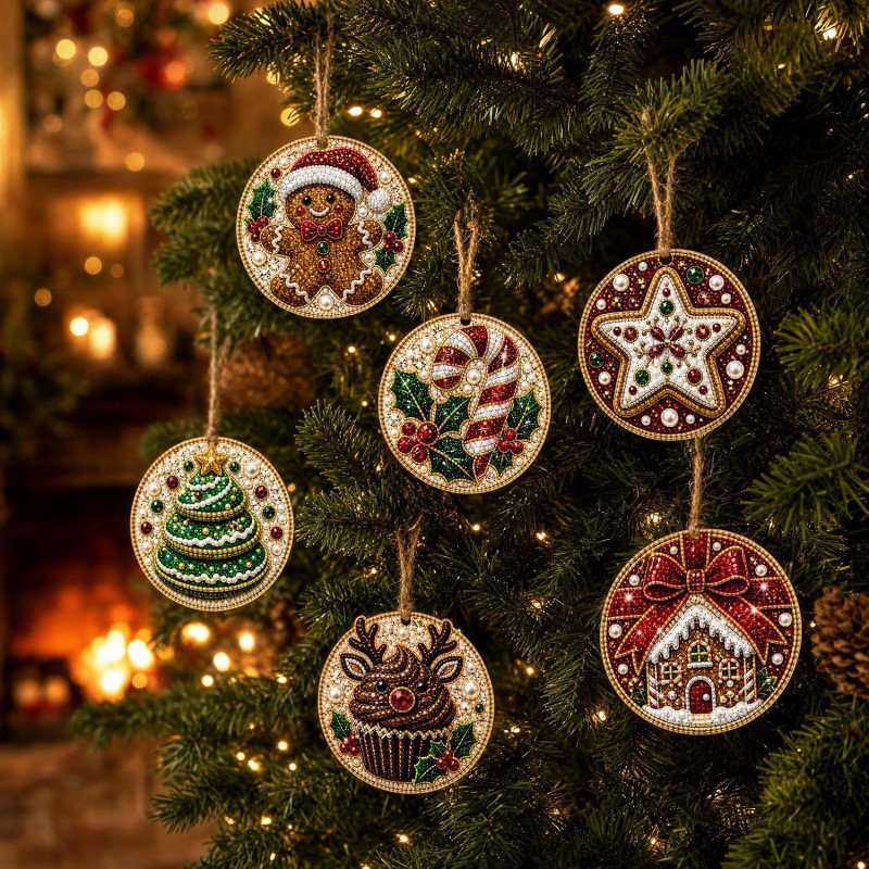 Magically Mailed DIY Diamond Painting Christmas Ornaments – 6PCS Set