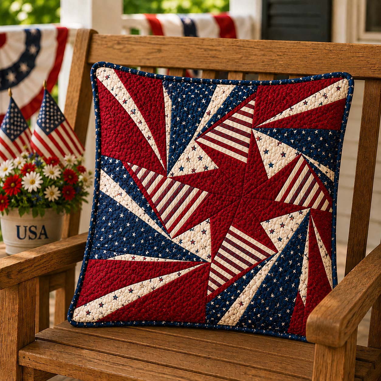 Magically Mailed Freedom Barn Star Quilted Pillow Case