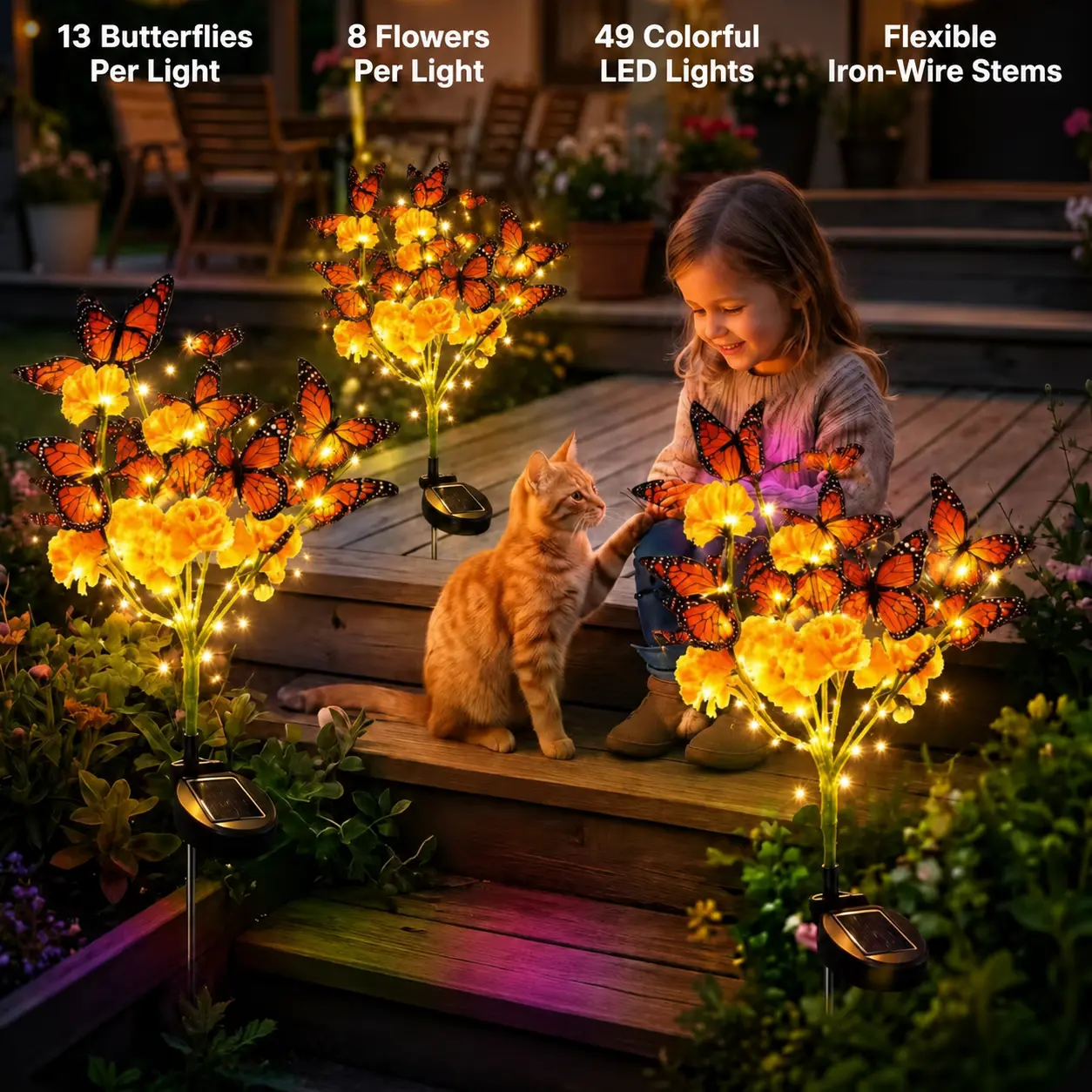 Marigold Butterfly Solar Garden Stake Light