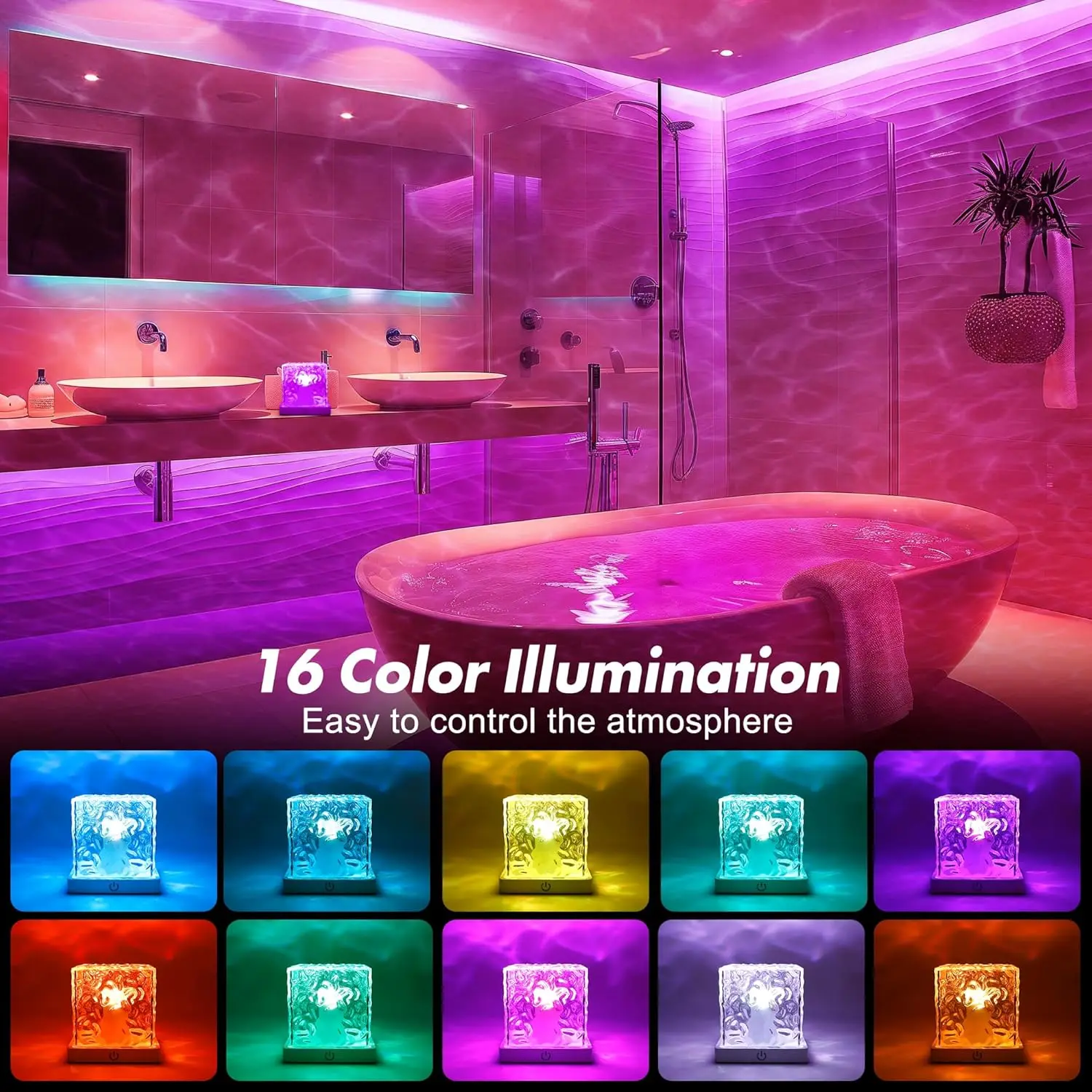 🎉AquaGlow Rechargeable Shower Light – 16-Color Waterproof Wave Projector🎉
