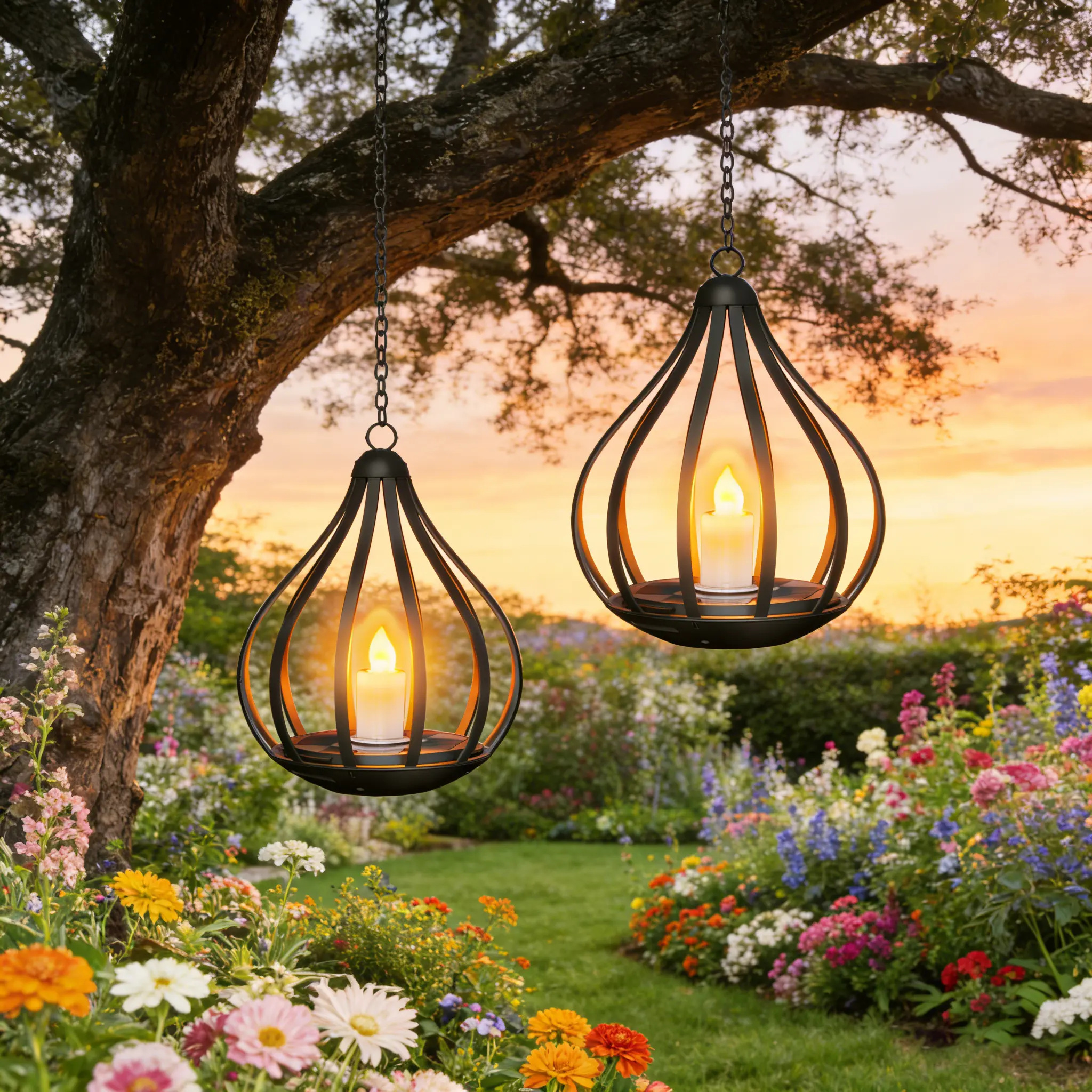 Low Stock, Solar Garden Lights Outdoor Metal Solar Water Drop Shape Candle Lantern 2026 New Design with Flickering Effect & Reflective Patterns, IP65 Waterproof, 20.5 CM × 15.5CM,Outdoor Solar Powered Lights for Patio, Pathway