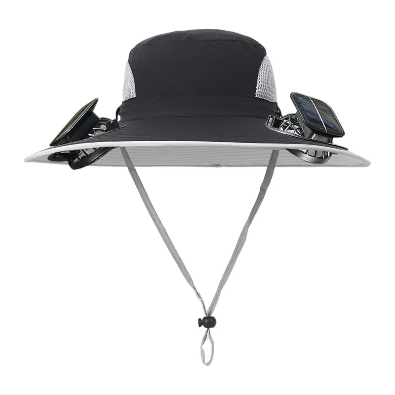Men's Wireless Solar Fan Hat, Solid Wide Brim Sun Hat with 2 Cooling Fans & USB Charging for Fishing, Hiking - Men's Accessories, Father's Day Gift for Dad, Wireless Solar Hat