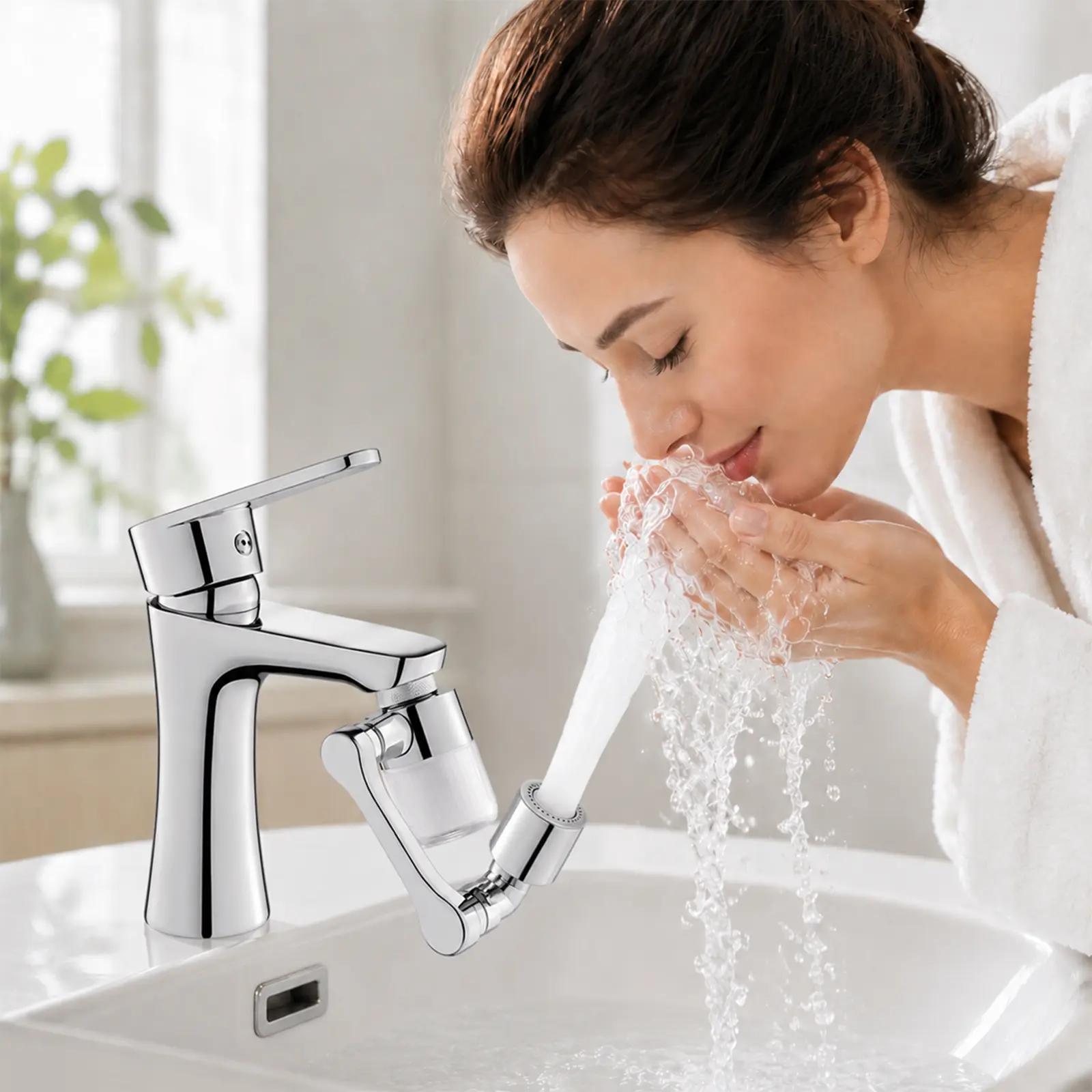 3D Swivel Faucet Aerator Filter Set - 360-Degree Rotatable, Anti-Splash Soft Flow, Clear Visible Shell, 3 Replacement Cartridges, Universal Adapter for Kitchen, Bathroom Sinks