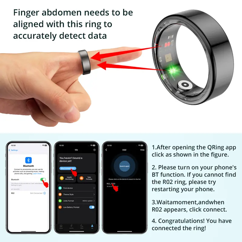 Pulserive Smart Ring, Sleep Tracker, Activity & Fitness Tracker, Blood Pressure& Oxygen Tracker