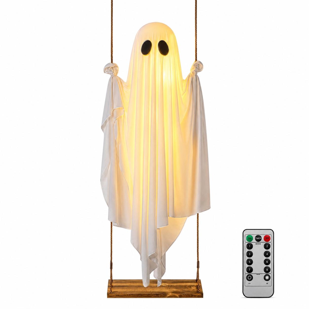 Swinging Spooky Ghost Light, Glowing Hanging Decoration, Remote Control, Battery-Powered, 8 Lighting Modes, Timer Design, Outdoor Decor #GLOBAL PICKS