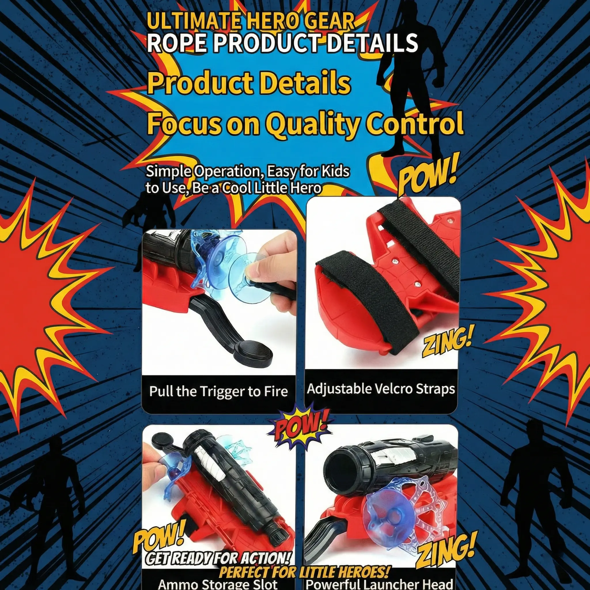 All You Need Spider Silk Superhero Wrist Launcher String Shooter Toy Set - Polyester Wearable Glove, Suction Cup Darts, Unisex Kids Outdoor Play Item for Ages 4+, Boy Gifts, Outdoor Kids Stuff