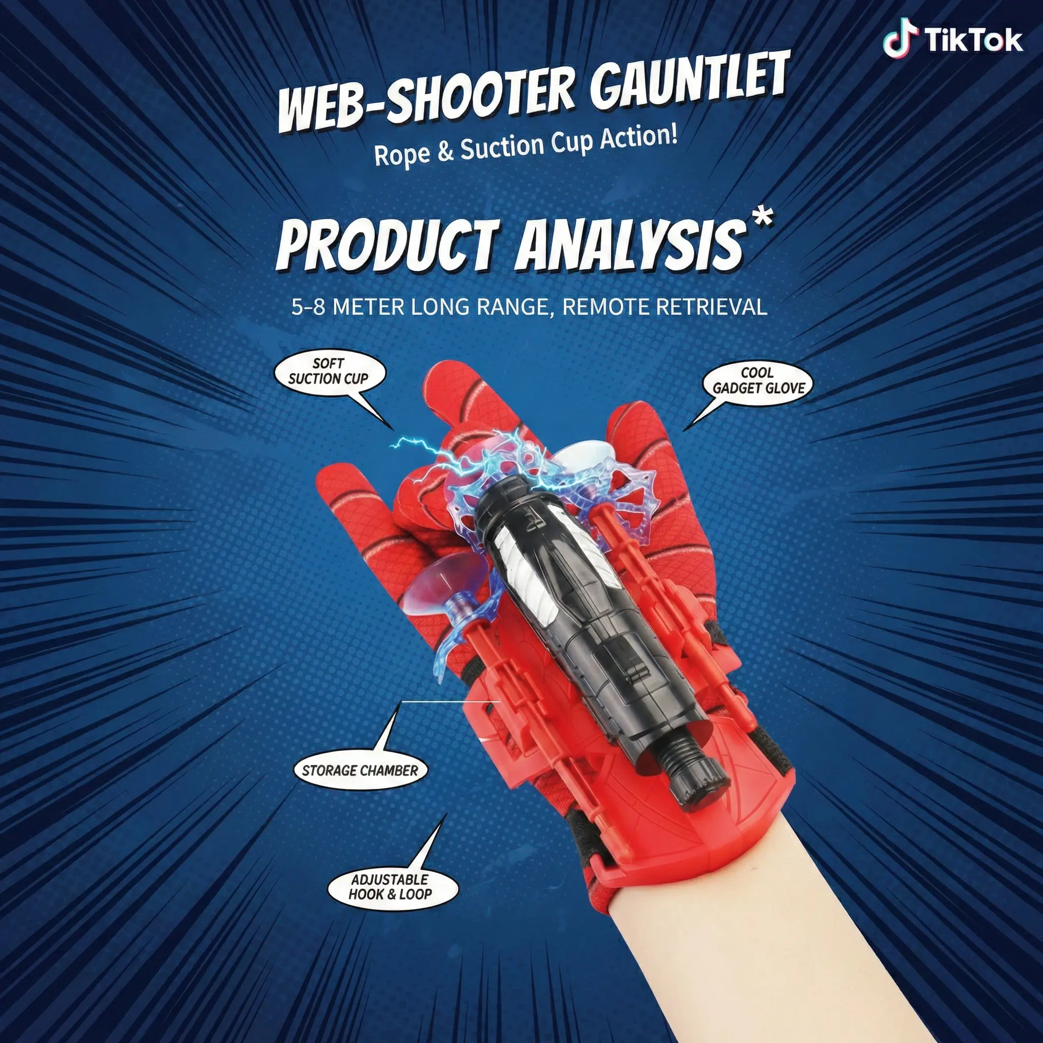 All You Need Spider Silk Superhero Wrist Launcher String Shooter Toy Set - Polyester Wearable Glove, Suction Cup Darts, Unisex Kids Outdoor Play Item for Ages 4+, Boy Gifts, Outdoor Kids Stuff