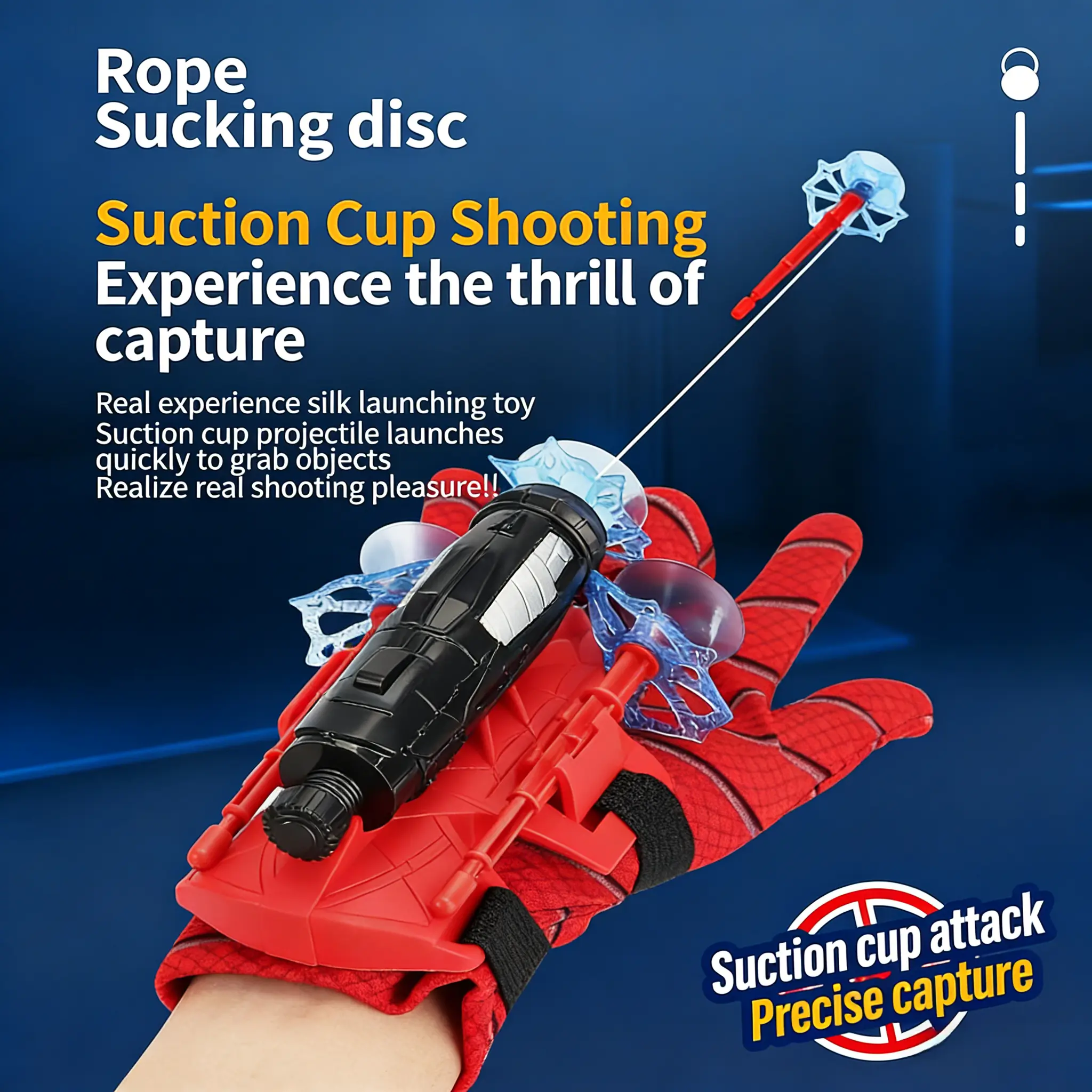 All You Need Spider Silk Superhero Wrist Launcher String Shooter Toy Set - Polyester Wearable Glove, Suction Cup Darts, Unisex Kids Outdoor Play Item for Ages 4+, Boy Gifts, Outdoor Kids Stuff