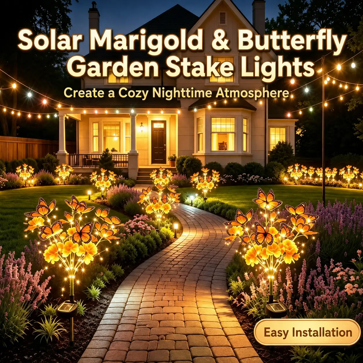 Marigold Butterfly Solar Garden Stake Light