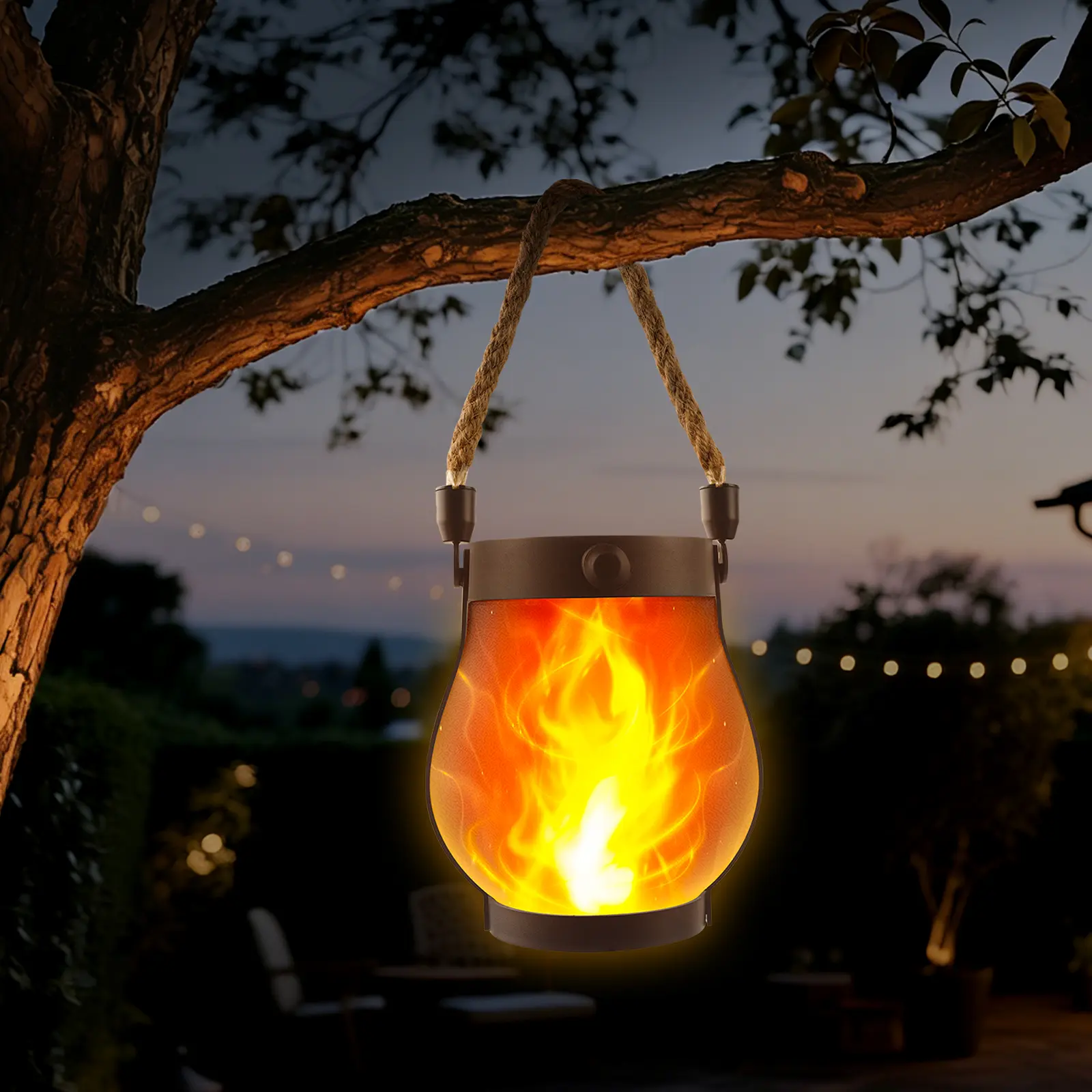 Flame Garden Light Solar Lanterns Outdoor with Dancing Flame Effect, Solar Powered Hanging Lantern Lights with Realistic Flickering Flames, Waterproof Decorative Lights for Front Porch Patio Garden Yard Table and Outdoor Decor