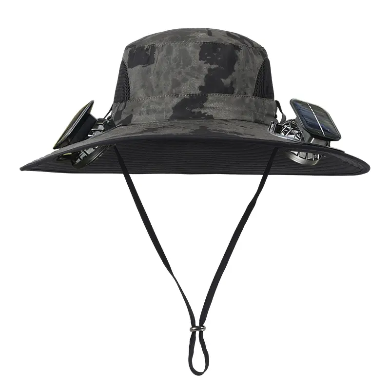 Men's Wireless Solar Fan Hat, Solid Wide Brim Sun Hat with 2 Cooling Fans & USB Charging for Fishing, Hiking - Men's Accessories, Father's Day Gift for Dad, Wireless Solar Hat