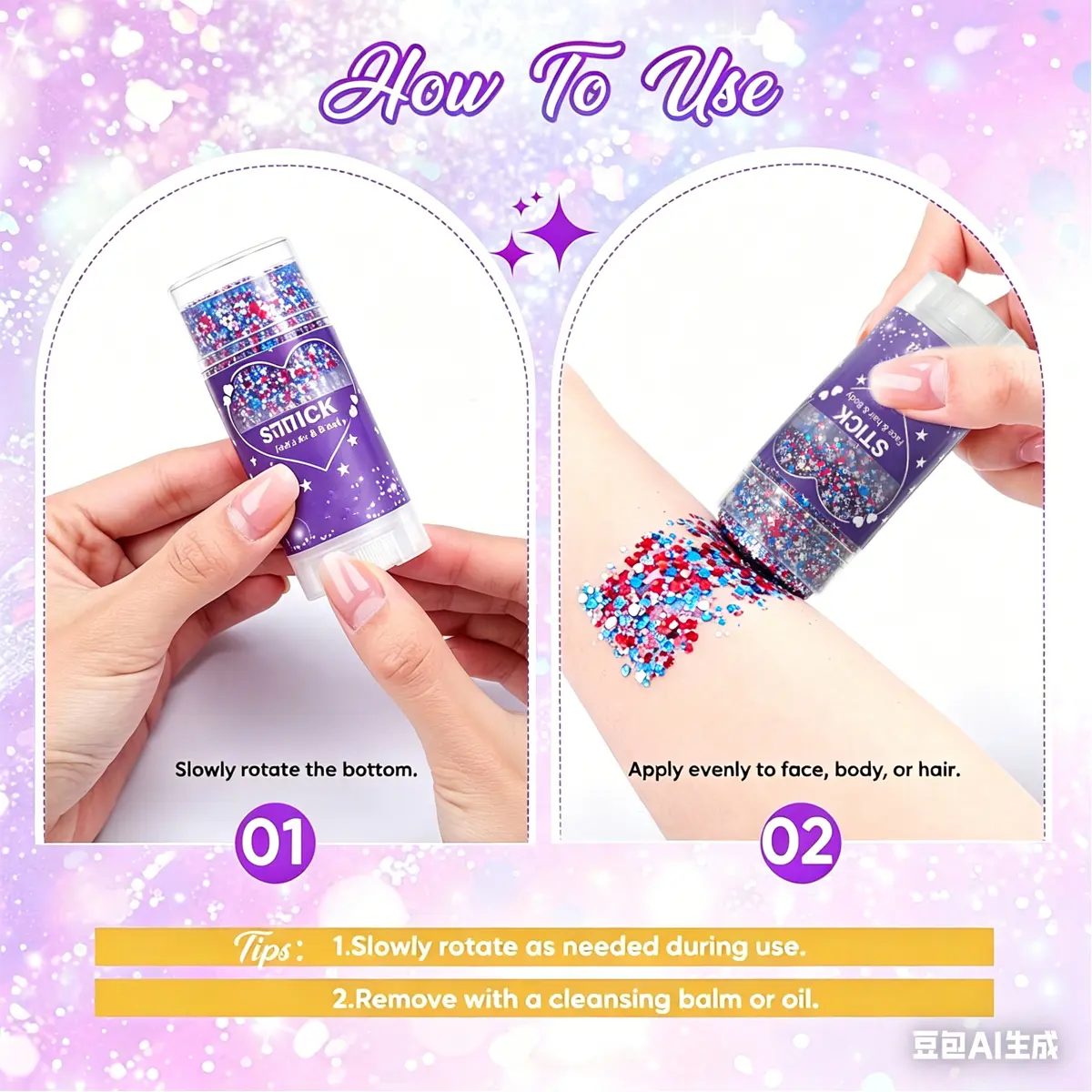 StarSpangled Glow Red, White & Blue Glitter Stick
