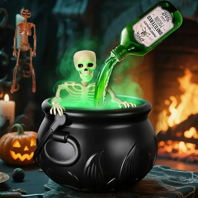 Magical Floating Potion Cauldron with Bubbling Diffuser - Halloween Decor, Vintage Home Decor, Indoor Tabletop Centerpiece for Witch Kitchen