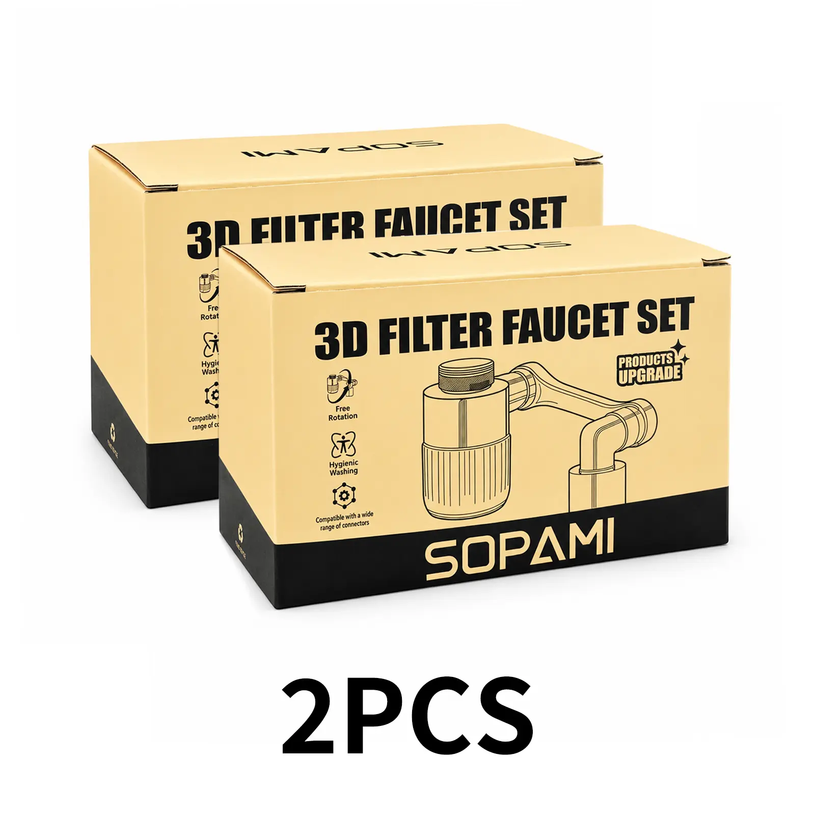 3D Swivel Faucet Aerator Filter Set - 360-Degree Rotatable, Anti-Splash Soft Flow, Clear Visible Shell, 3 Replacement Cartridges, Universal Adapter for Kitchen, Bathroom Sinks