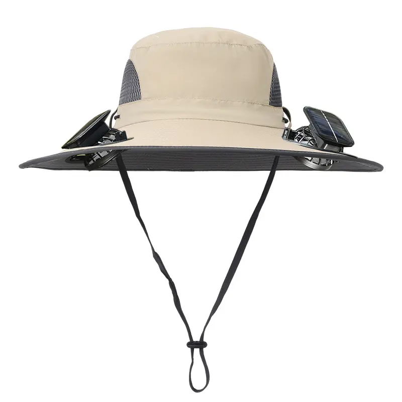 Men's Wireless Solar Fan Hat, Solid Wide Brim Sun Hat with 2 Cooling Fans & USB Charging for Fishing, Hiking - Men's Accessories, Father's Day Gift for Dad, Wireless Solar Hat
