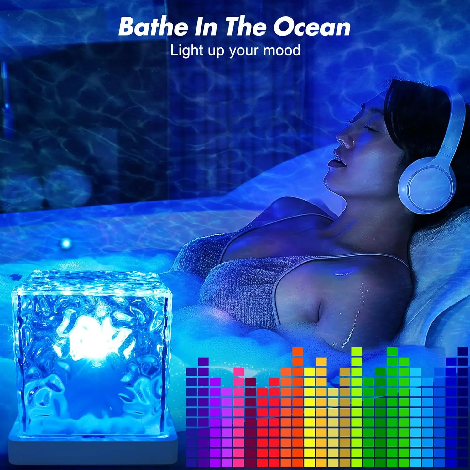 🎉AquaGlow Rechargeable Shower Light – 16-Color Waterproof Wave Projector🎉