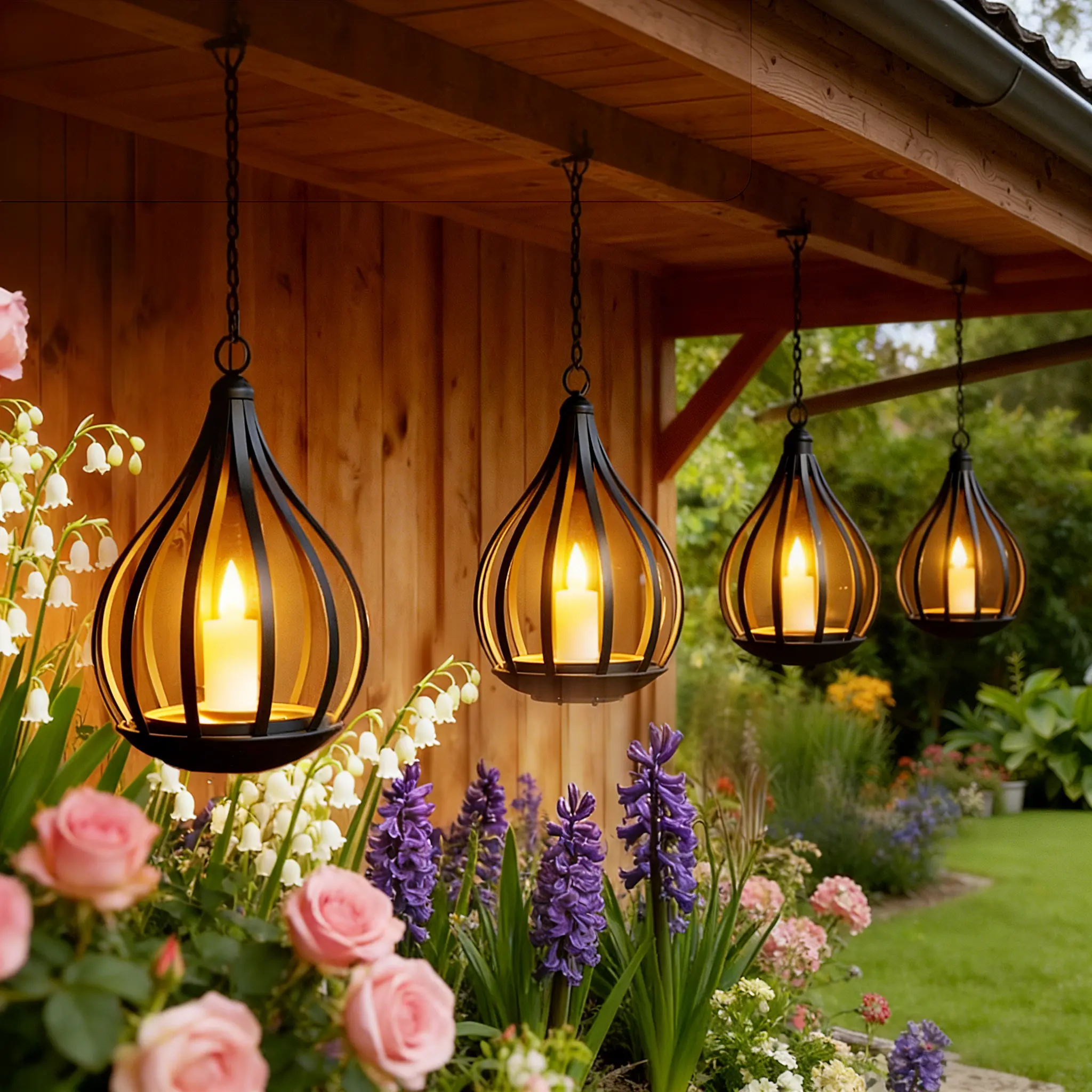 Low Stock, Solar Garden Lights Outdoor Metal Solar Water Drop Shape Candle Lantern 2026 New Design with Flickering Effect & Reflective Patterns, IP65 Waterproof, 20.5 CM × 15.5CM,Outdoor Solar Powered Lights for Patio, Pathway
