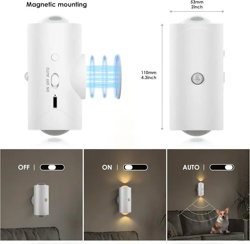Smart Rechargeable LED Night Light with Motion Sensor – RGB Gradient Ambient Lighting