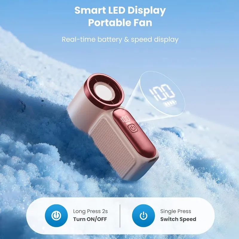 Mini Handheld Fan with LED Display – 6-Speed Turbo Pocket size Fan for Women. USB Rechargeable, High-Speed Cooling for Travel & Makeup. Perfect Gift. Portable Refrigeration