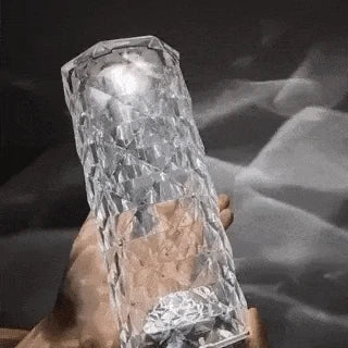 Close-up of clear faceted acrylic crystal lamp texture