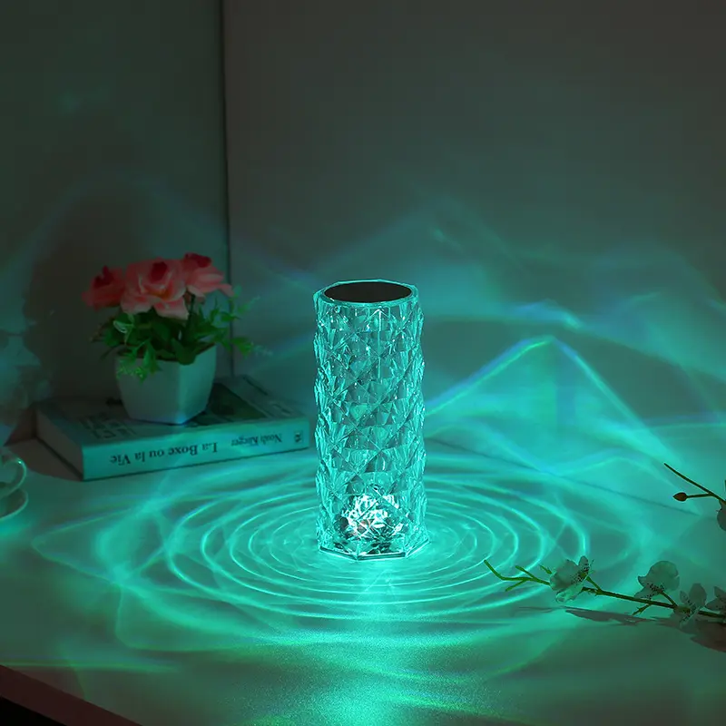 Globe Electric LED Integrated Rechargeable Crystal Portable Touch Lamp with Included Remote Control and USB Cable