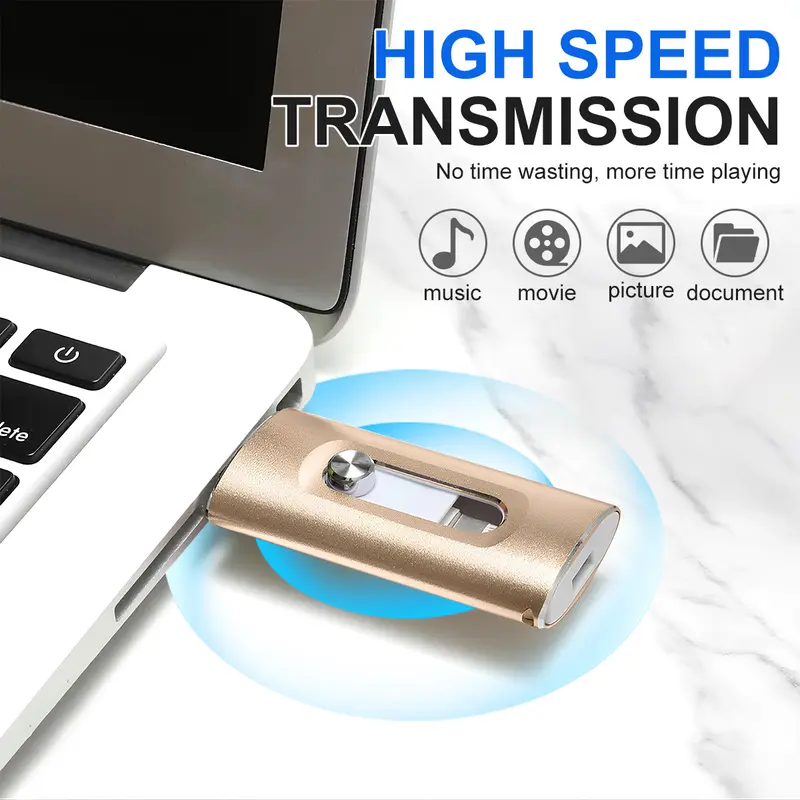4-in-1 Flash Drive MFi Certified 128GB/64GB Portable USB OTG Memory Stick for iPhone iOS
