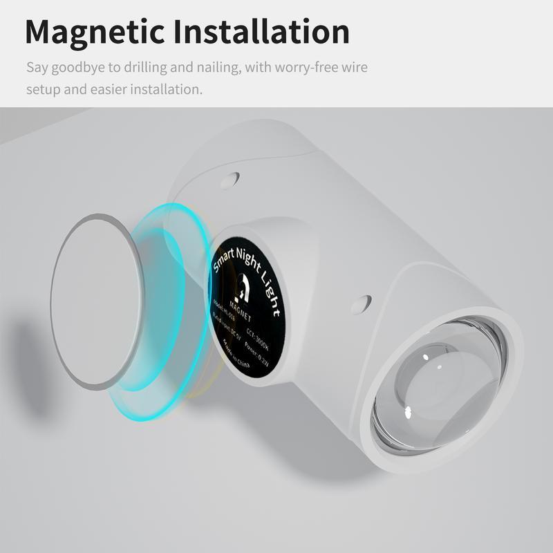 Smart Rechargeable LED Night Light with Motion Sensor &ndash; RGB Gradient Ambient Lighting, Dimmable Wall Lamp, Magnetic & Stick-On Design, USB Convenient Charging, Long-Lasting Battery, Perfect for Halloween Decor, Bedroom, Stairs, Hallway & Entryway