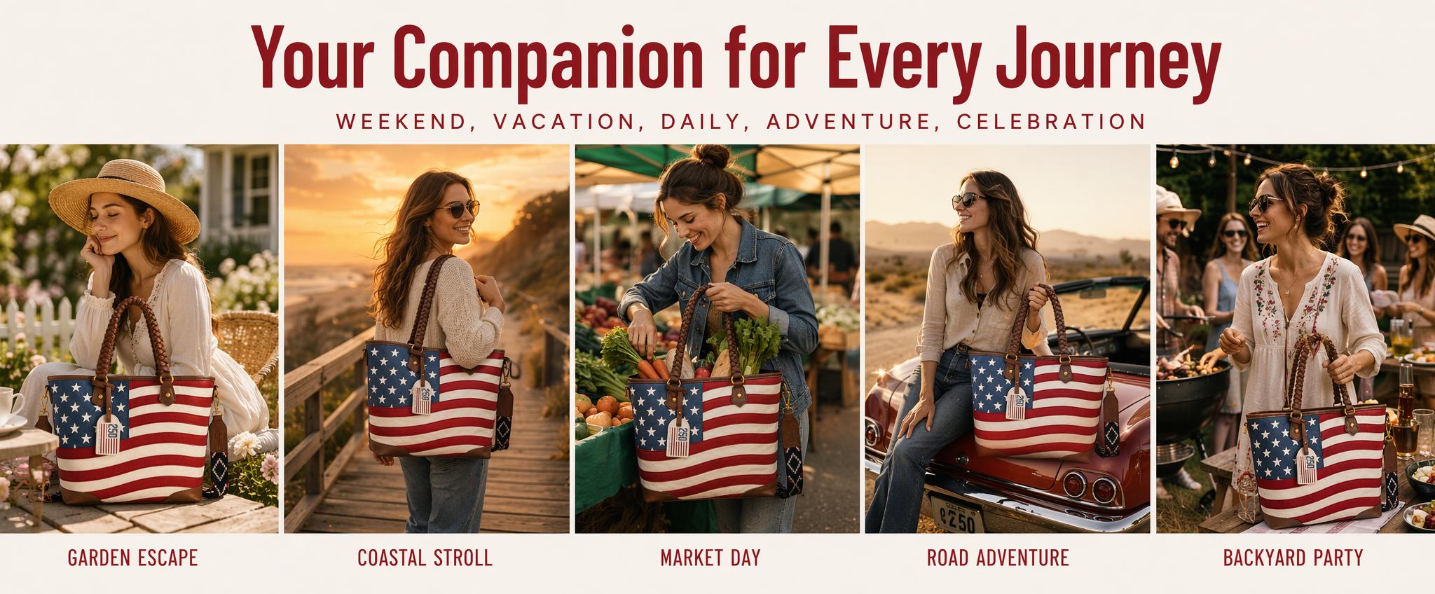 Montana West American Flag Tote Bag for Women Vintage Patriotic Western Shoulder Purse with Braided Top Handles