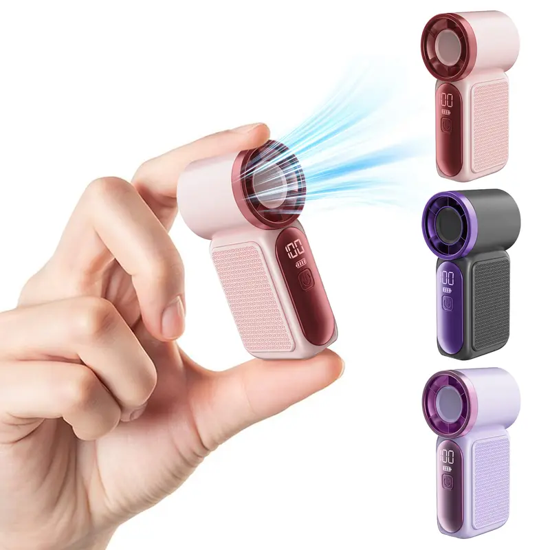 Mini Handheld Fan with LED Display – 6-Speed Turbo Pocket size Fan for Women. USB Rechargeable, High-Speed Cooling for Travel & Makeup. Perfect Gift. Portable Refrigeration