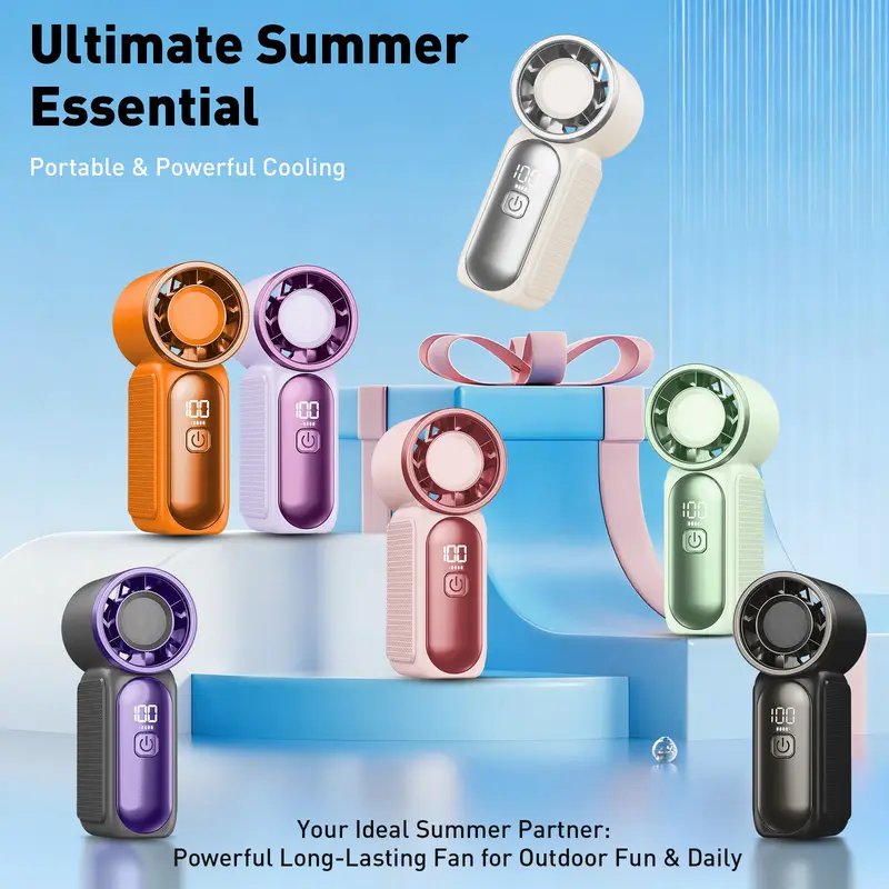 Mini Handheld Fan with LED Display – 6-Speed Turbo Pocket size Fan for Women. USB Rechargeable, High-Speed Cooling for Travel & Makeup. Perfect Gift. Portable Refrigeration