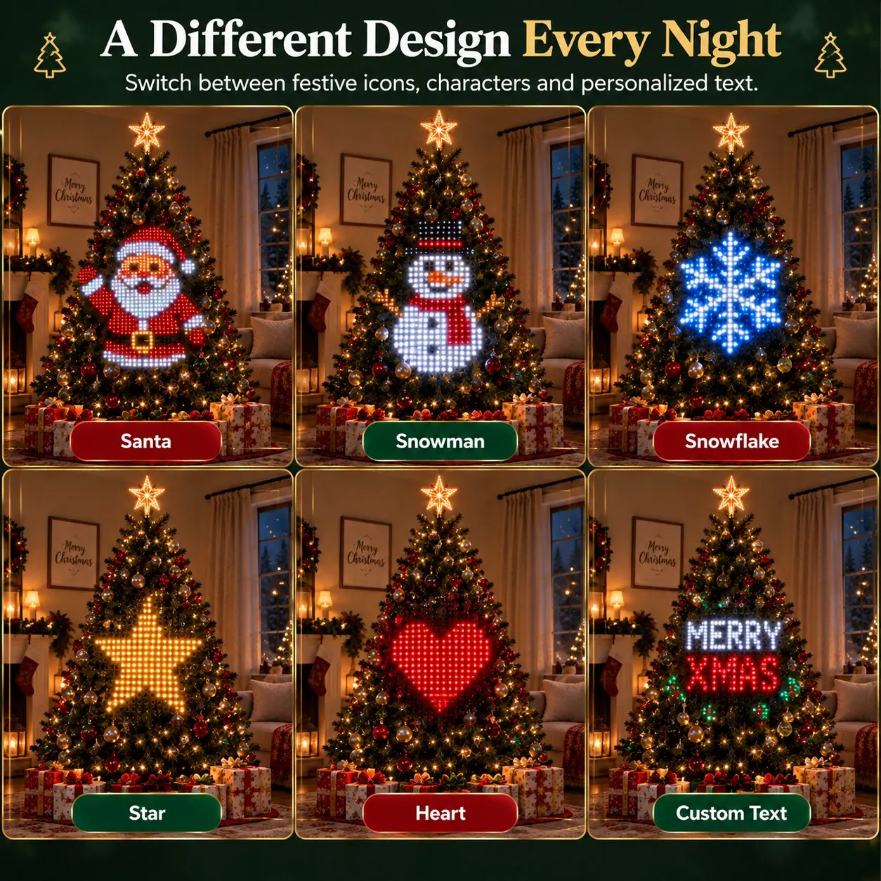 Multiple animated Christmas tree designs