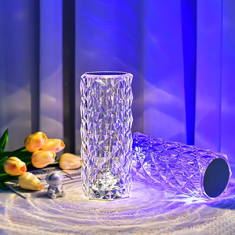 Globe Electric LED Integrated Rechargeable Crystal Portable Touch Lamp with Included Remote Control and USB Cable