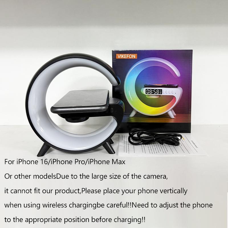 RGB Night Light Lamp Wireless Speaker, Led Light Speaker, Multifunctional Desktop Speaker with Alarm Clock and Wireless Charging Station Pad for iPhone, Samsung, Xiaomi, Huawei RGB Night Light Lamp Wireless Speaker, Led Light Speaker, Multifunctional Desktop Speaker with Alarm Clock and Wireless Charging Station Pad for iPhone, Samsung, Xiaomi, Huawei