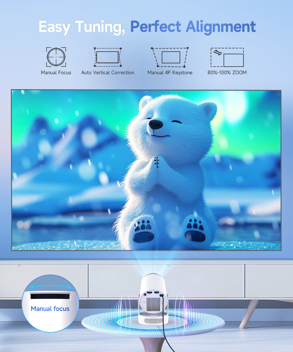  ✨8K HY300Pro+ Projector Built in 5W Speaker 1280*720P Android 14 290 Lumens Wifi6 BT5.4 Outdoor Portable Projector