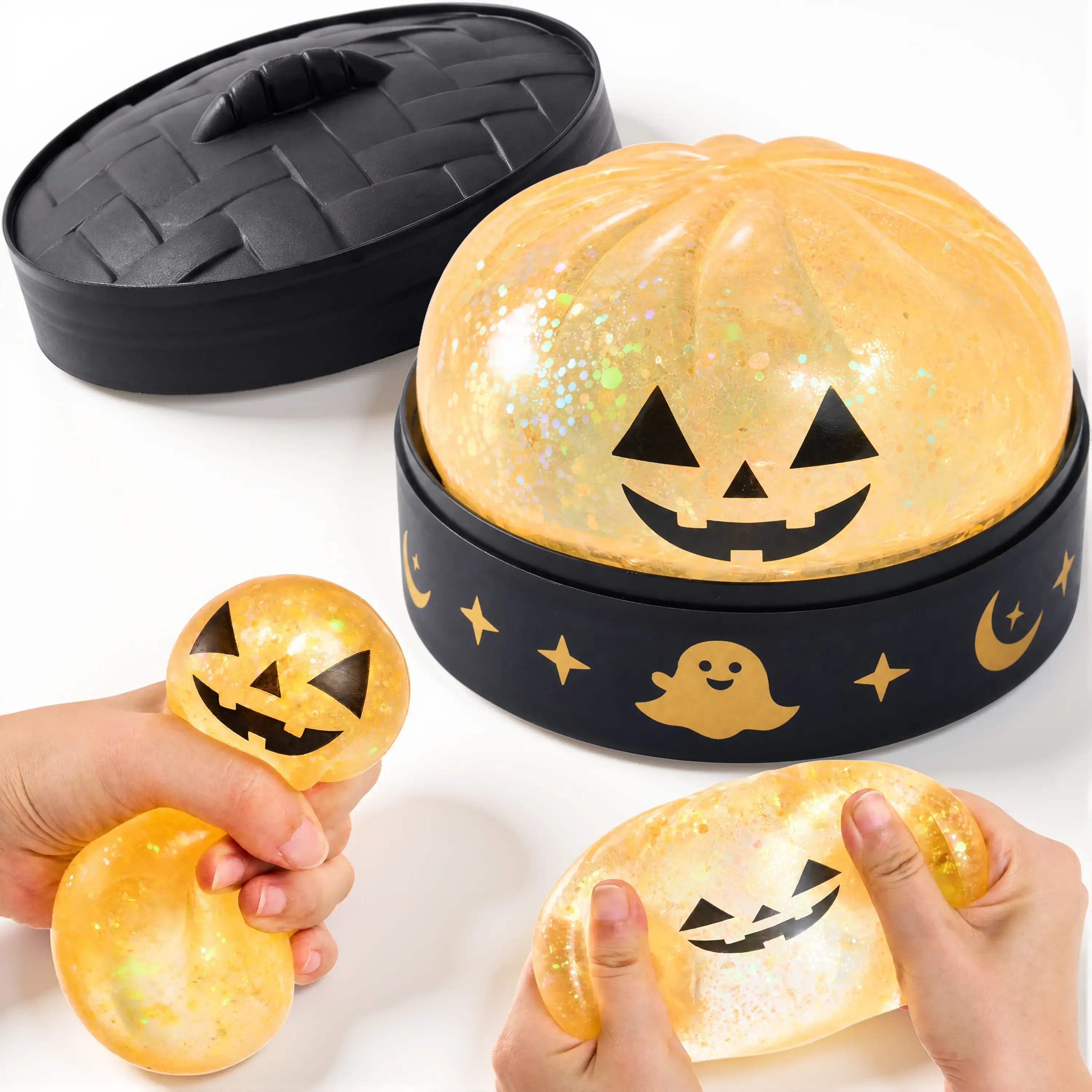Halloween Dumpling Stress Relief Toys, Slow‑rebound maltose squishy toys, ideal for Halloween party gifts, featuring grimace pumpkin and little devil designs