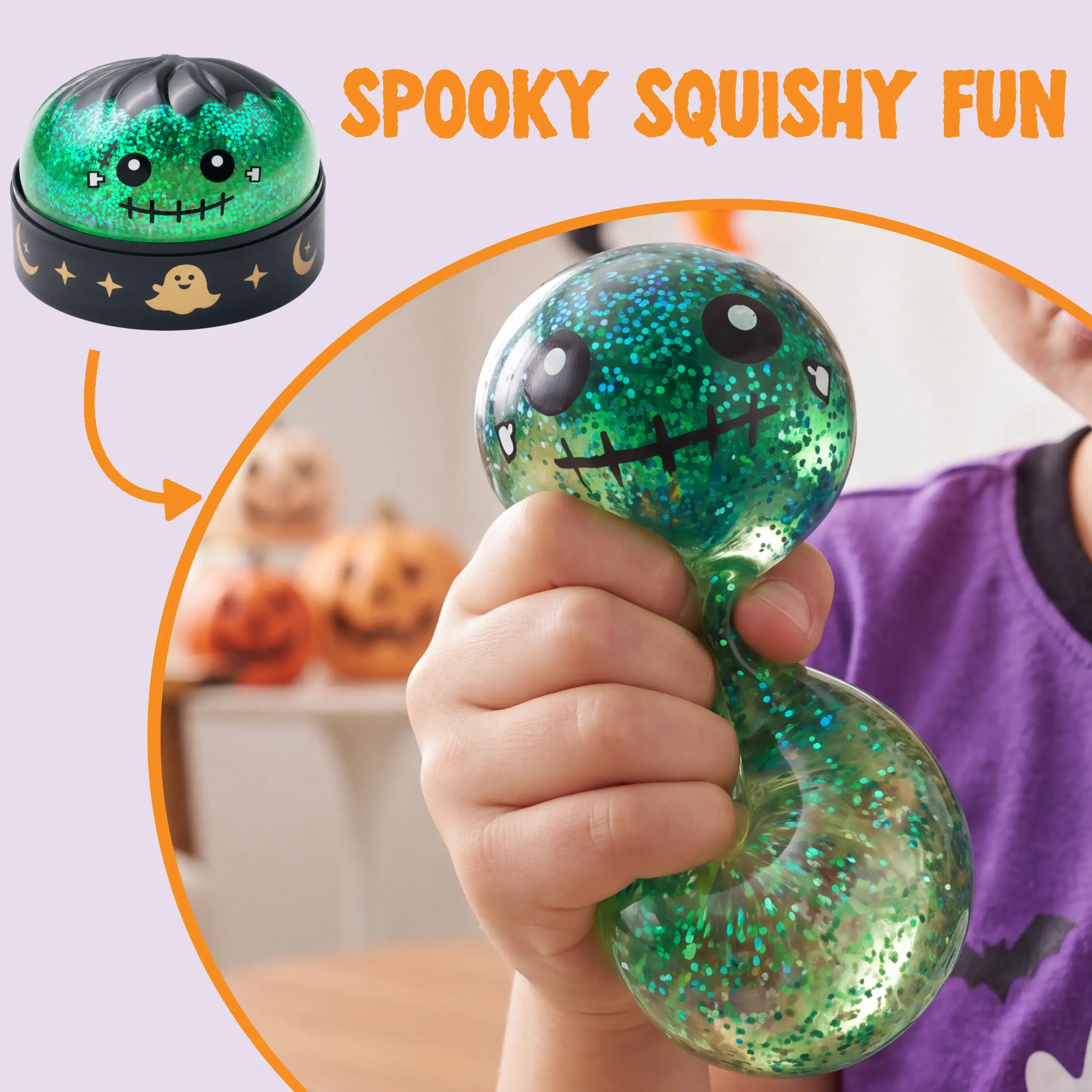 Halloween Dumpling Stress Relief Toys, Slow‑rebound maltose squishy toys, ideal for Halloween party gifts, featuring grimace pumpkin and little devil designs
