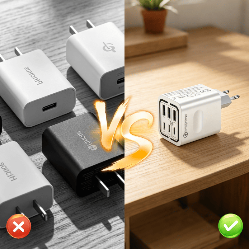 50W Multi-Port Fast Charger – Charge Up to 6 Devices Simultaneously with Smart Power Distribution