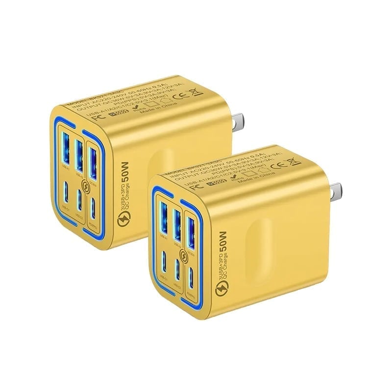 50W Multi-Port Fast Charger – Charge Up to 6 Devices Simultaneously with Smart Power Distribution