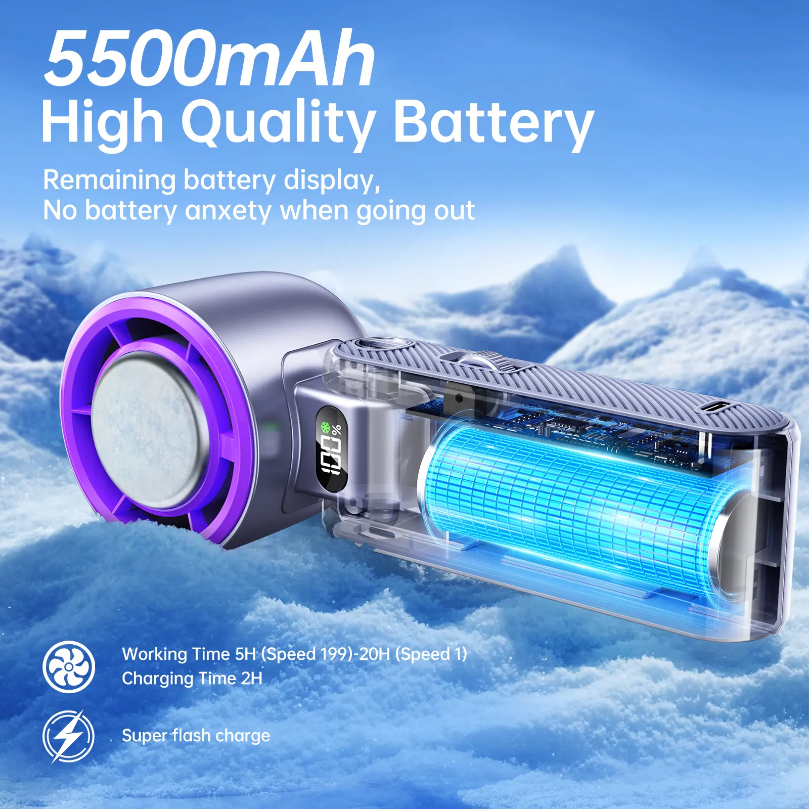 Portable Fan – 199-Speed Rechargeable Handheld Fan