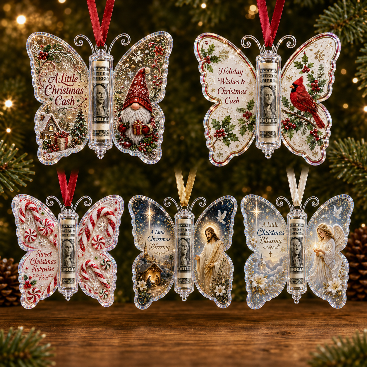 🦋💵 Christmas Cash Gift Butterfly Ornament – Holiday Money Holder Keepsake 🎄✨
