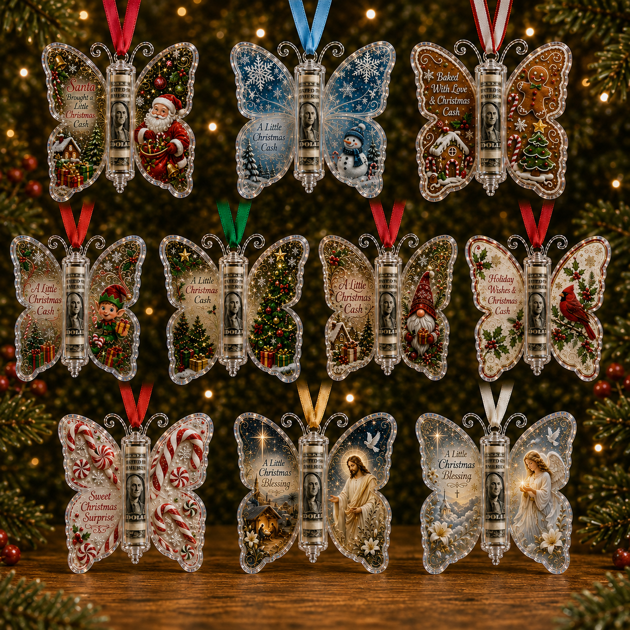 🦋💵 Christmas Cash Gift Butterfly Ornament – Holiday Money Holder Keepsake 🎄✨