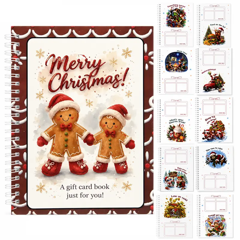 Christmas Gift Card Book, Diy Spiral Bound Gift Card Book, 5x7 Inch Colorful Spiral Bound Card Book , Christma Gift Cards Books Holder, DIY Personalized Xmas Gifts for Family, Friends, Students