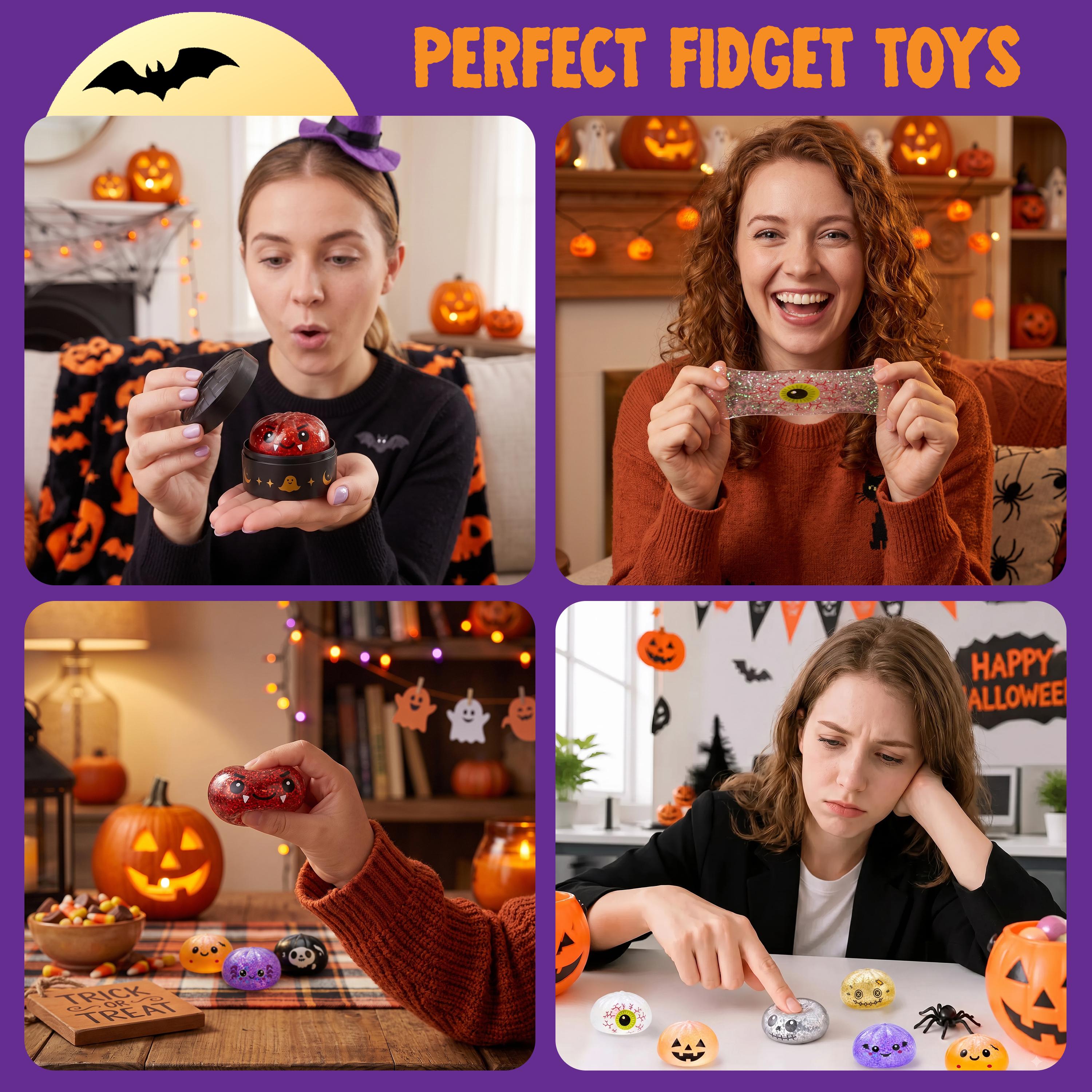 Halloween Dumpling Stress Relief Toys, Slow‑rebound maltose squishy toys, ideal for Halloween party gifts, featuring grimace pumpkin and little devil designs