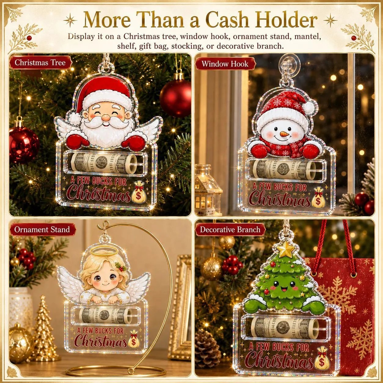 🔥Last Day 60% OFF - 🎄A Few Bucks For Christmas Crystal Acrylic Money Holder Ornament