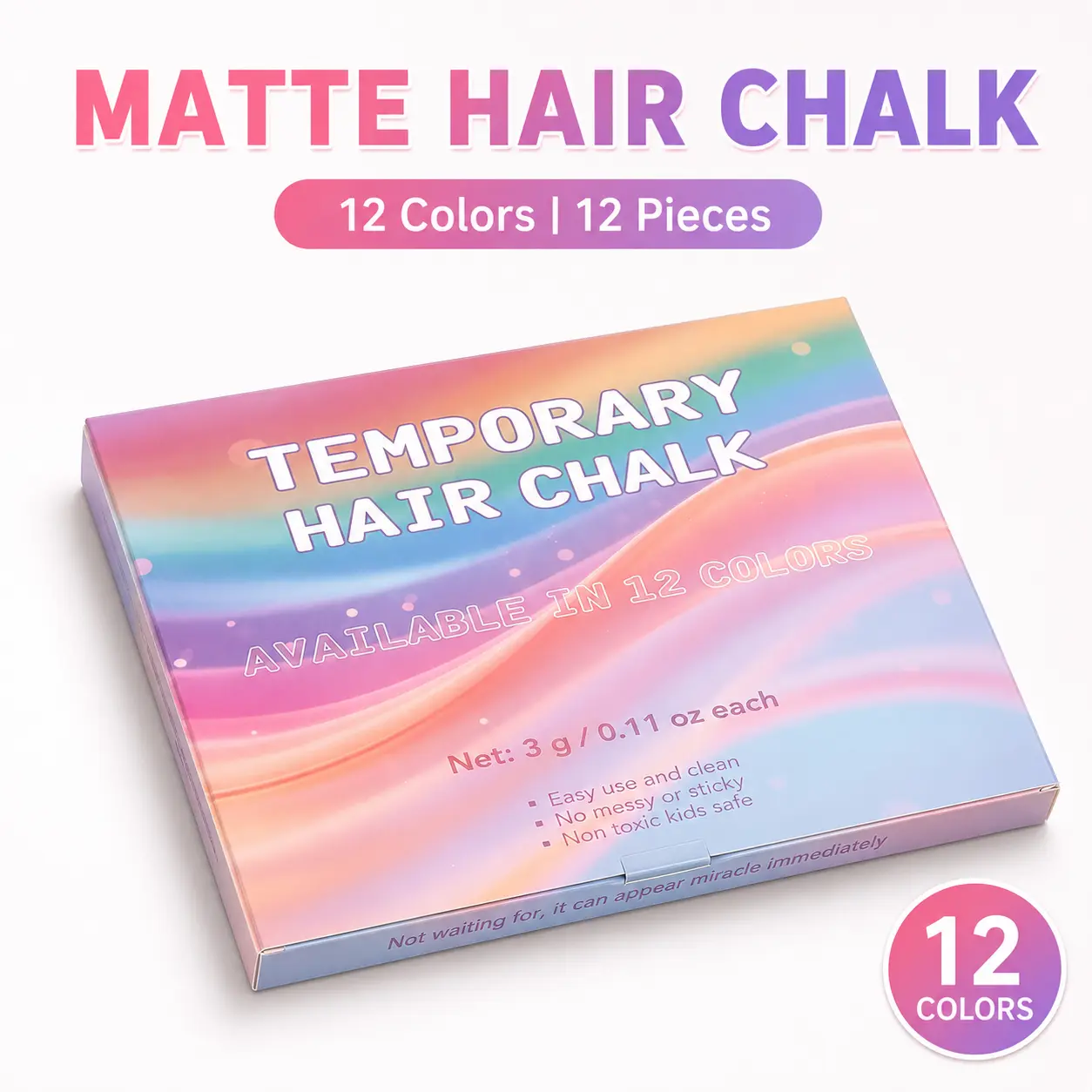 🎃【Halloween】12pcs Temporary Hair Chalk Hair Dye, Washable Hair Color Makeup For Sport Events Halloween Christmas