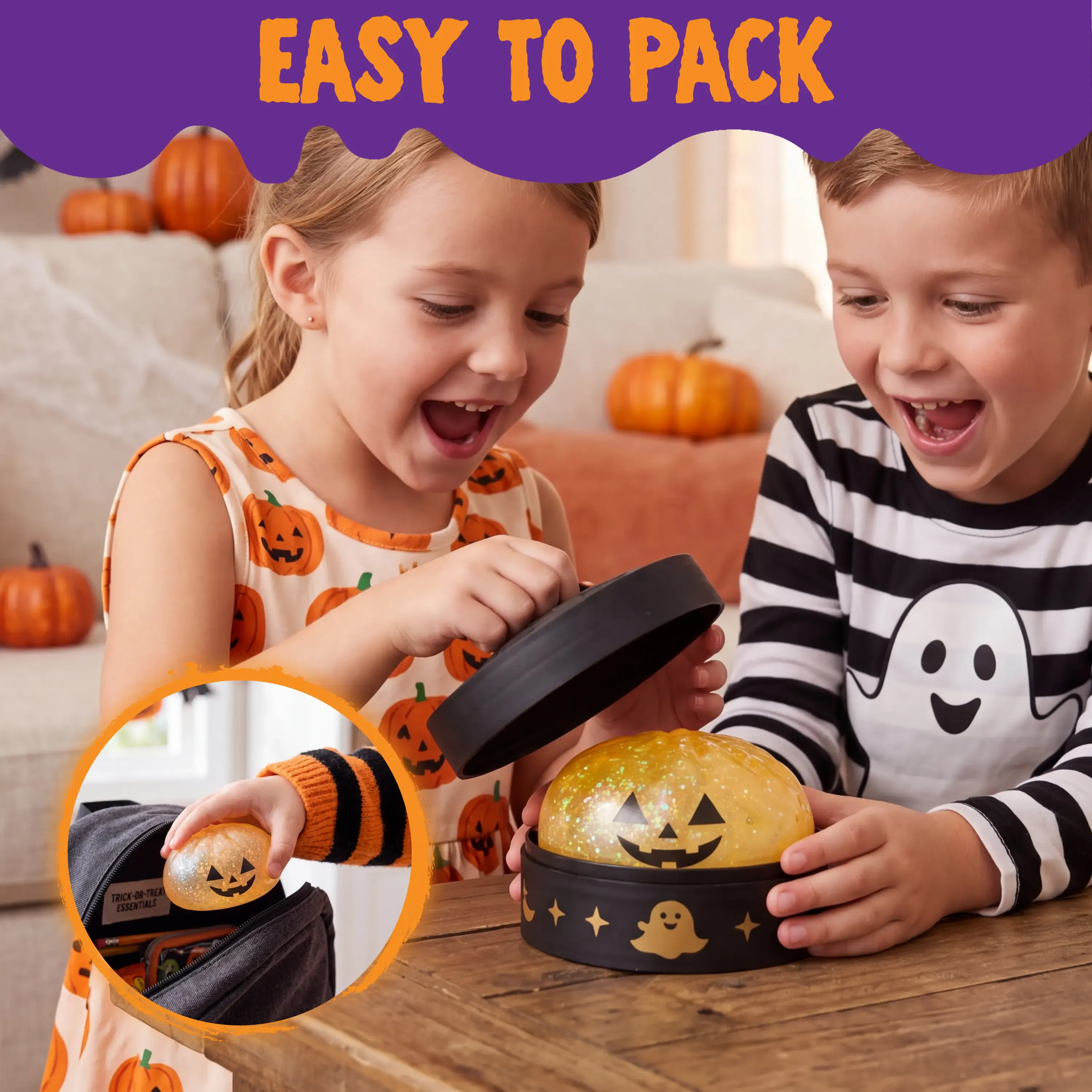 Halloween Dumpling Stress Relief Toys, Slow‑rebound maltose squishy toys, ideal for Halloween party gifts, featuring grimace pumpkin and little devil designs