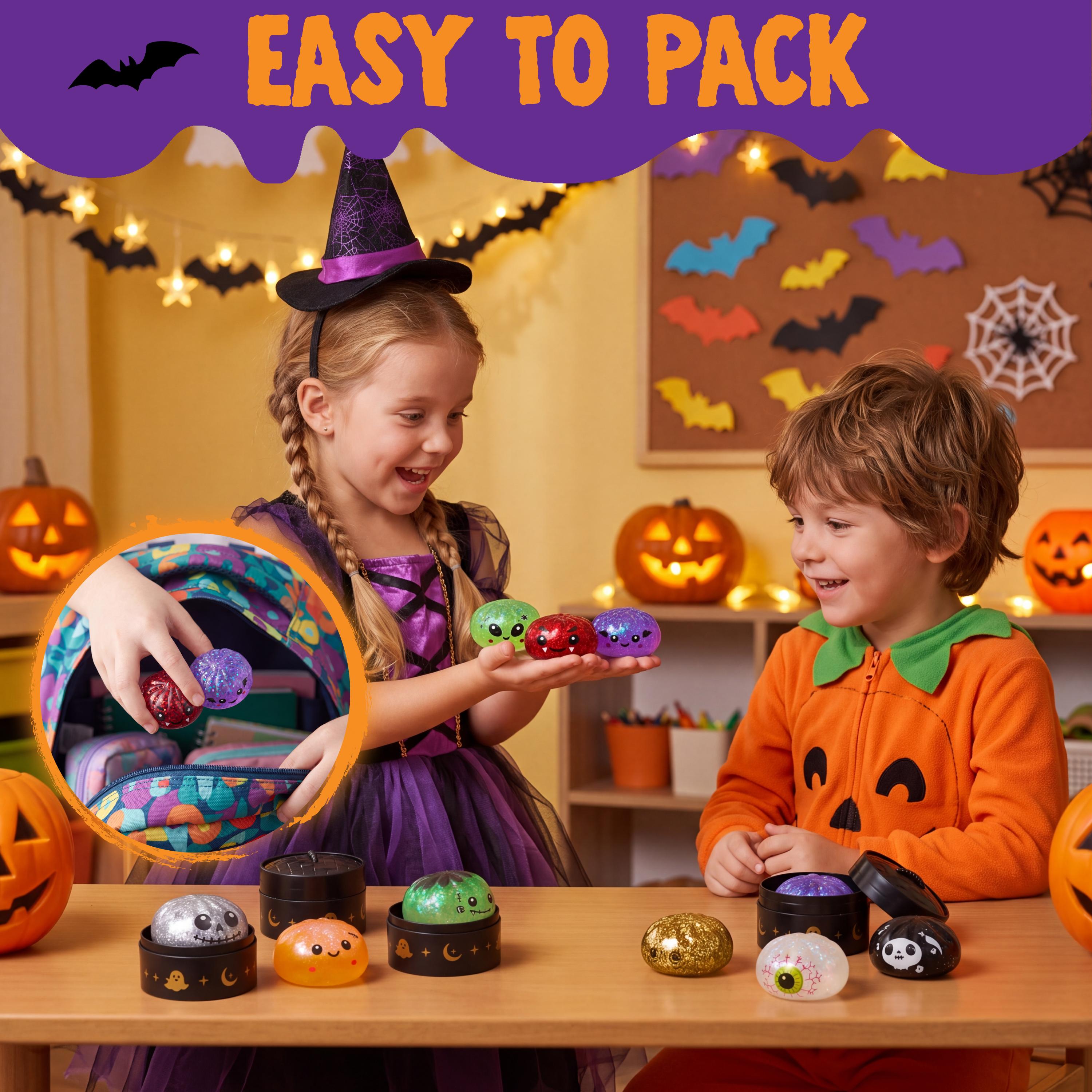 Halloween Dumpling Stress Relief Toys, Slow‑rebound maltose squishy toys, ideal for Halloween party gifts, featuring grimace pumpkin and little devil designs