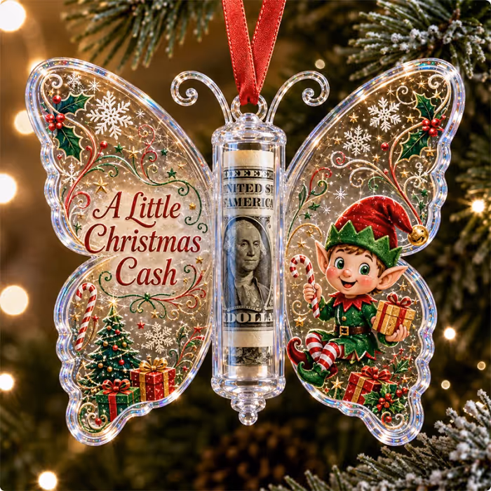 🦋💵 Christmas Cash Gift Butterfly Ornament – Holiday Money Holder Keepsake 🎄✨