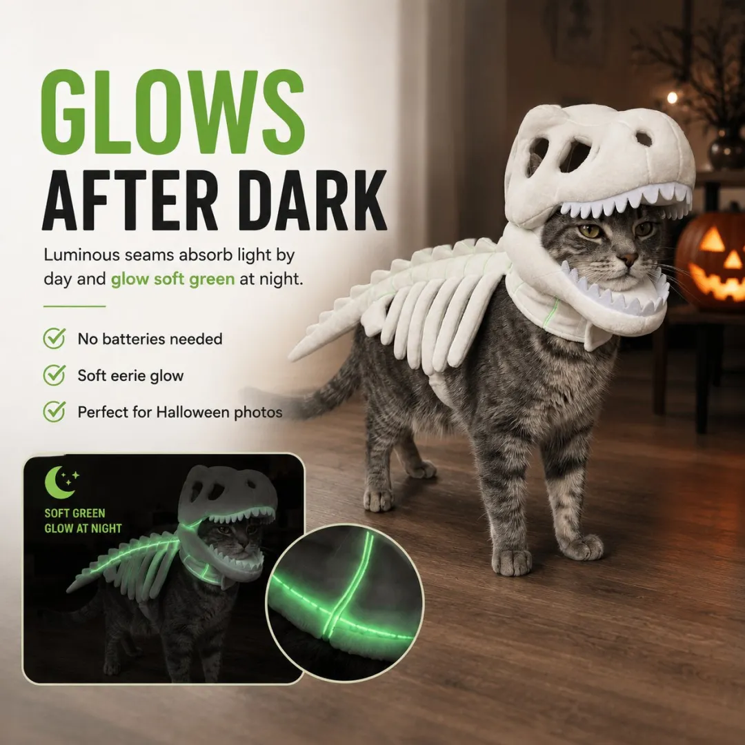 Glow-in-the-Dark Dinosaur Skeleton Pet Costume
